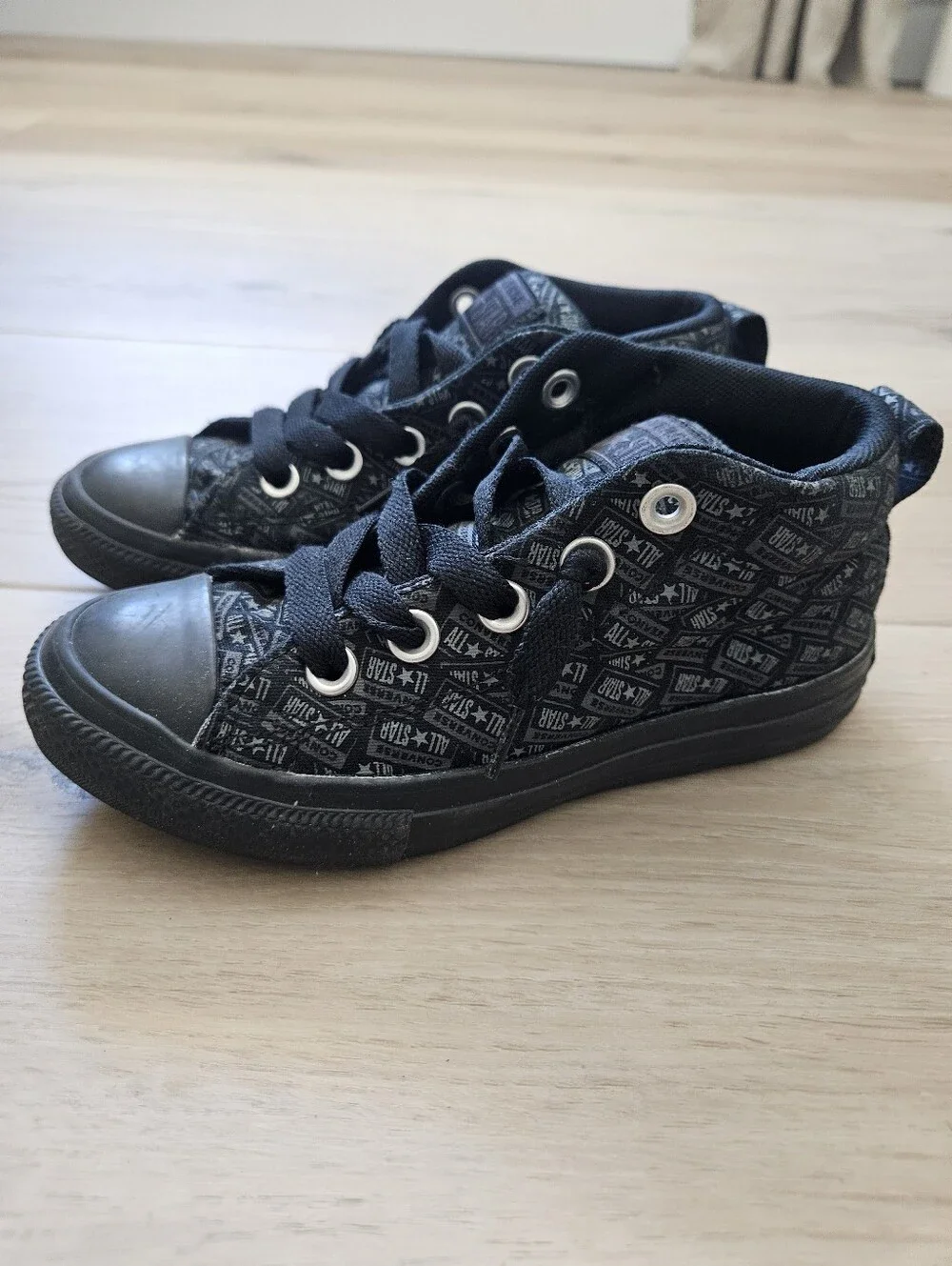 Converse Black High-Top Kids Sneakers with All-Star Logo Print